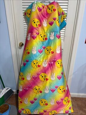 Emoji Print Rainbow Sleeping Bag